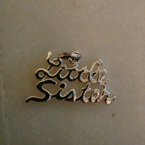 Delicate Sterling Silver Signed 925 Charm or Pendant   "Little Sister", 0.70"